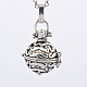 Antique Silver Plated Brass Cage Pendants KK-L040-21AS-12-1