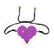 MIYUKIシード編みこみビーズブレスレット  女性のためのハートフレンドシップブレスレット  暗紫色  11インチ（28cm） BJEW-A121-31A-2
