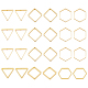 SUPERFINDINGS 24Pcs 3 Styles Hexagon Rhombus Triangle Earring Beading Ring Brass Linking Ring Mixed Shape Open Back Bezel Charms for Jewelry Making Craft Supplies KK-FH0005-06-1