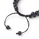 Braccialetti di perline intrecciati di agata nera naturale BJEW-O164-A10-2