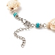 Heart & Tortoise Synthetic Turquoise Beaded Anklet AJEW-AN00459-01-5