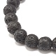 4 Stück 4-farbige runde Perlen-Stretcharmbänder aus natürlichem Lavagestein mit Zirkonia-Krone BJEW-JB07797-6