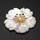 Fleurs cabochons de coquille blanche SSHEL-M005-06F-1