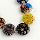 Flat Round Handmade Millefiori Glass Beads Strands LK-R004-61-1