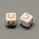Perles européennes en acrylique de lettre colorées avec grand trou SACR-Q104-02U-2