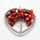 Tree of Life Synthetical Coral Bead Brass Wire Wrapped Heart Big Pendants KK-L136-04C-NR-1