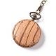 Reloj de bolsillo de madera de zebrano con cadena de latón y clips WACH-D017-F01-AB-3