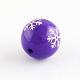 丸いアクリルスノーフレーク模様ビーズ  クリスマスの装飾品  青紫色  18mm  穴：2mm SACR-S196-18mm-02-2