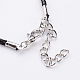 Antique Silver Alloy Heart Waxed Cord Pendant Necklaces NJEW-J054-02-3