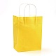純色クラフト紙袋  ギフトバッグ  ショッピングバッグ  紙ひもハンドル付き  長方形  ゴールド  15x11x6cm AJEW-G020-A-13-1