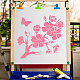 GORGECRAFT Large Flowers Stencils 12x12 Inch Reusable Floral Stencil Template Signs Decoration for Painting on Wood Wall Scrapbook Card Floor and Tile Drawing DIY-WH0244-054-5