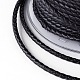 編み紐  革のアクセサリーコード  ジュエリーDIY製版材料  ブラック  3mm  約21.87ヤード（20m）/ロール WL-I003-3mm-B-05-3
