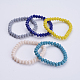 Opaque Solid Color Crystal Glass Beaded Stretch Bracelets BJEW-JB03498-1