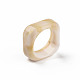 正方形の不透明な樹脂の指輪  天然石風  ナバホホワイト  usサイズ6 1/2(16.9mm) RJEW-S046-003-B02-2