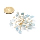 Éclats d'aigue-marine naturelle et broche de fleur perlée de perle JEWB-BR00098-04-3