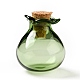 福袋型 ガラス製 コルクボトル オーナメント  ガラスの空のウィッシングボトル  ペンダントデコレーション用のDIYバイアル  濃い緑  2.5cm AJEW-A039-02G-1