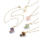 Mushroom Gemstone Copper Wire Wrapped Pendant Necklace for Girl Women NJEW-JN04281-1