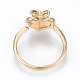 Brass Micro Clear Cubic Zirconia Open Cuff Ring Settings KK-T062-239G-2
