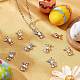 Beebeecraft 10Pcs/Box 2 Colors Easter Bunny Charms 18K Gold & Platinum Plated Brass Rabbit with Cubic Zirconia Pandent Chinese New Year 2023 Rabbit Charms for Jewelry Making KK-BBC0003-80-5