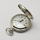 Vintage Hollow  Flat Round Zinc Alloy Quartz Watch Heads for Pocket Watch Pendant Necklace Making WACH-R005-17-3