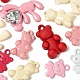 36Pcs 9 Style Pink Series Spray Painted Alloy & Alloy Rhinestone Pendants FIND-LS0001-56-4