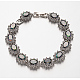 Bracelets de chaîne de lien de fleur de zircon cubique micro pavé à la mode pour les femmes BJEW-E249-74-2
