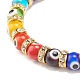 Bracelet extensible perlé au chalumeau coloré mauvais œil avec strass en cristal pour femme BJEW-JB07872-01-5