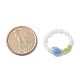 Anello elastico con perline di semi di vetro e corallo sintetico bocciolo di fiore per le donne RJEW-JR00557-5