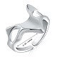 Rhodium Plated 925 Sterling Silver Twist Heart Open Cuff Ring JR888A-3