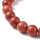 Braccialetto elastico con perline rotonde in diaspro rosso naturale e dalmata e legno con ciondolo con nappa BJEW-JB08404-5