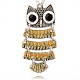 Antique Silver Alloy Enamel Owl Pendants ENAM-J031-04AS-1