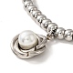 201 Stainless Steel Interlocking Knot with Plastic Pearl Charm Bracelet with Round Beads for Women BJEW-B057-01P-2