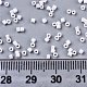 11/0グレードのベーキングペイントガラスシードビーズ  シリンダー  均一なシードビーズサイズ  不透明色の光沢  ホワイト  1.5x1mm程度  穴：0.5mm  約2000個/10g X-SEED-S030-0121-4