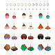 Cheriswelry fai da te 12 paio di 12 orecchini a bottone in resina bicolore e legno di noce DIY-CW0001-35-2