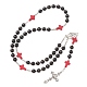 Collar de cuentas de rosario de madera y turquesa sintética NJEW-JN04431-03-1