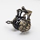 Filigree Lucky Money Bag with Blessing Brass Cage Pendants KK-N0093-08AB-RS-2