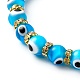 Bracelets extensibles perlés faits à la main au chalumeau mauvais œil BJEW-JB06463-02-2