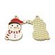 合金エナメルチャーム  クリスマスのために  雪だるま  赤＆白＆茶色  ゴールドカラー  26x15.5x1.3mm  穴：1.6mm X-ENAM-Z001-09G-1