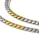Placage sous vide bicolore 201 collier de chaîne à maillons cubains en acier inoxydable avec 304 fermoirs en acier inoxydable pour hommes femmes NJEW-M194-01A-GP-2