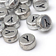 Perles de lettre à trou horizontal en acrylique plaqué PACR-Q099-03Y-1