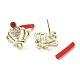 Ricerca di orecchini a bottone in lega dorata con placcatura a cremagliera EJEW-B030-01G-01-2