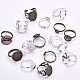 Sunnyclue 32 pieza de anillo de cabujón de latón que incluye bases de anillo de 8 mm en blanco con almohadillas y anillos en blanco ovalados redondos de 16 mm/18 mm para hacer joyas KK-SC0001-03-7