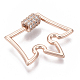Brass Micro Pave Clear Cubic Zirconia Screw Carabiner Lock Charms ZIRC-T013-04RG-NF-2