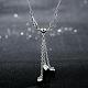 Silver Plated Brass Wing with Heart Pendant Necklaces for Women NJEW-BB00841-4
