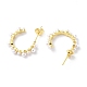 ABS Plastic Pearl Beaded C-shape Stud Earrings EJEW-G333-10G-2