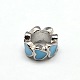 Platinum Plated Alloy Enamel Heart Ring Large Hole Beads ENAM-N033-03-1