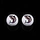 Animal Theme Printed Wooden Beads WOOD-D006-01-4
