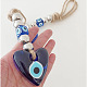 Heart with Evil Eye Glass Pendant Decorations EVIL-PW0002-02-4