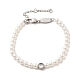 Bracelet en perles d'imitation abs et strass avec 304 fermoirs en acier inoxydable BJEW-K237-02P-1