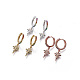 Brass Dangle Hoop Earrings EJEW-F198-03-1